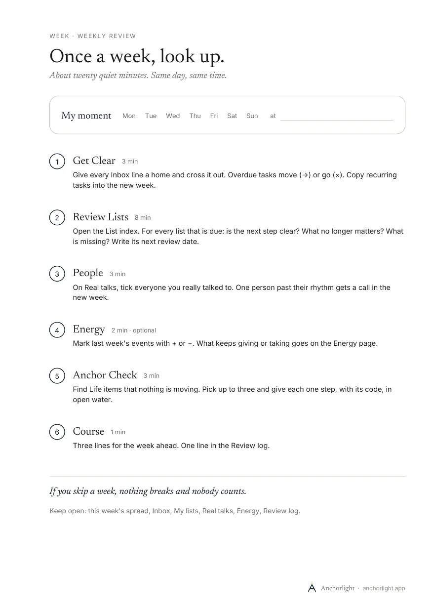 Weekly Review page